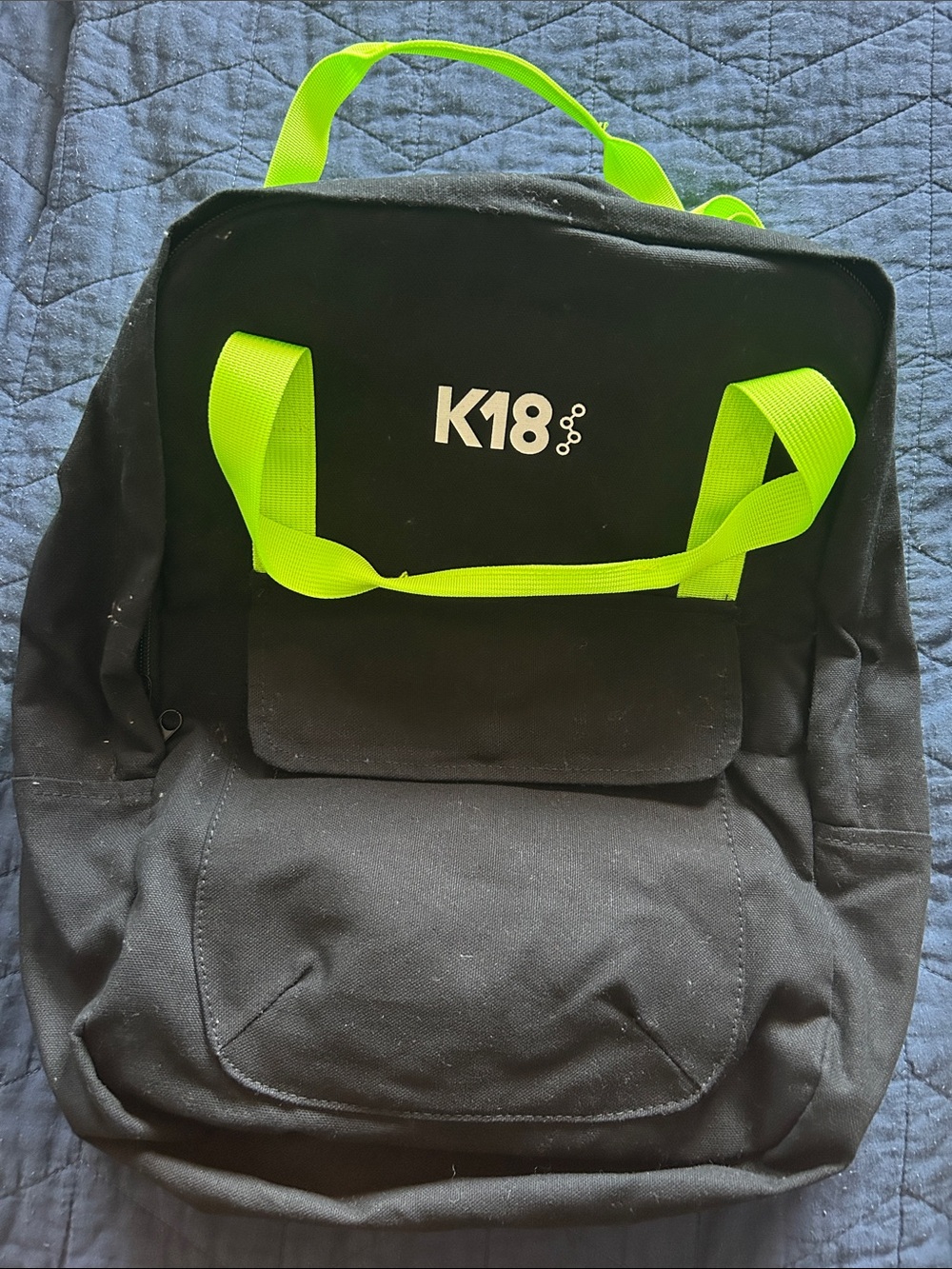 K18 Black Backpack with Neon Green Straps